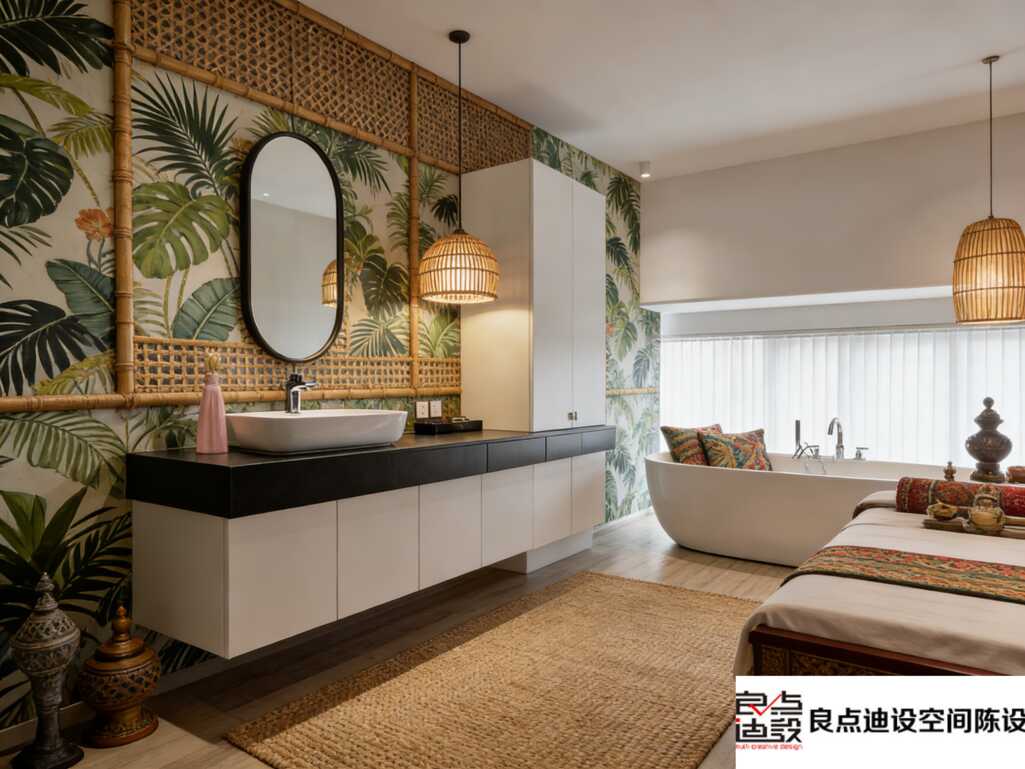 黑白原木与热带风情碰撞|高级感美容院装修软装设计解析